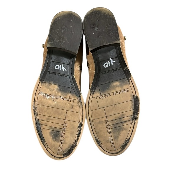 Franco Sarto Kelton Woman’s Ankle Boot Tan Suede Side Zip Gold Studded Size 8.5 - Picture 5 of 6